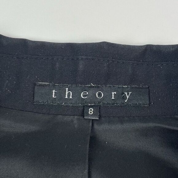 Theory Wool Blend Classic Blazer 8 Black Jacket Academia Business Office Preppy - Picture 4 of 13
